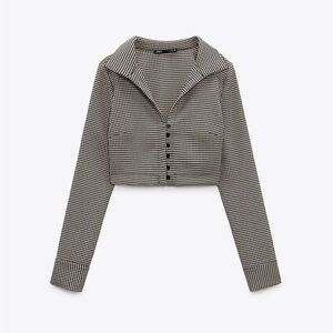 NWT ZARA HOUNDSTOOTH POLO SHIRT